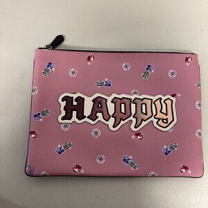 Coach F72913 Disney X Coach Large Wristlet With Happy Pouch Pink Multi